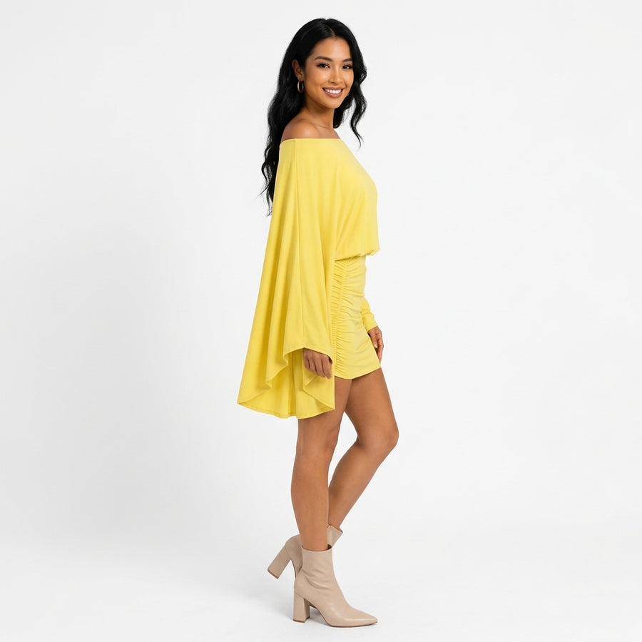 Solange | Robe Épaules Dénudées Manches Cape