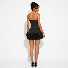 Élise | Robe Mini Bustier Fleurie - Noir