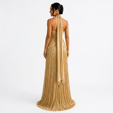 Céleste | Robe Longue Satinée Col V - Doré
