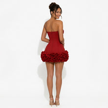 Élise | Robe Mini Bustier Fleurie - Rouge