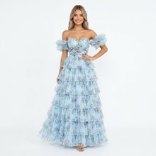 Flora | Robe Longue Florale Plissée - Custom Blue 2