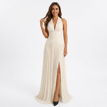 Céleste | Robe Longue Satinée Col V - Ivoire