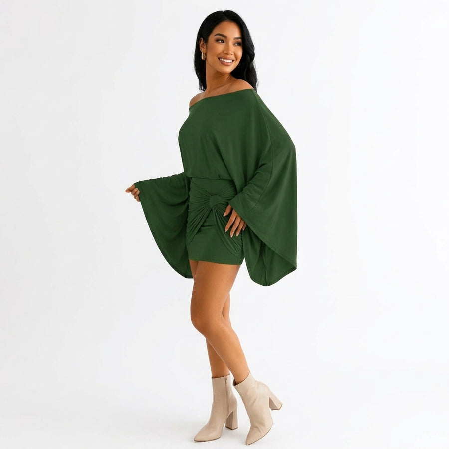 Solange | Robe Épaules Dénudées Manches Cape