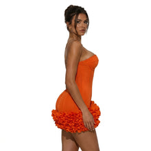 Élise | Robe Mini Bustier Fleurie - Orange