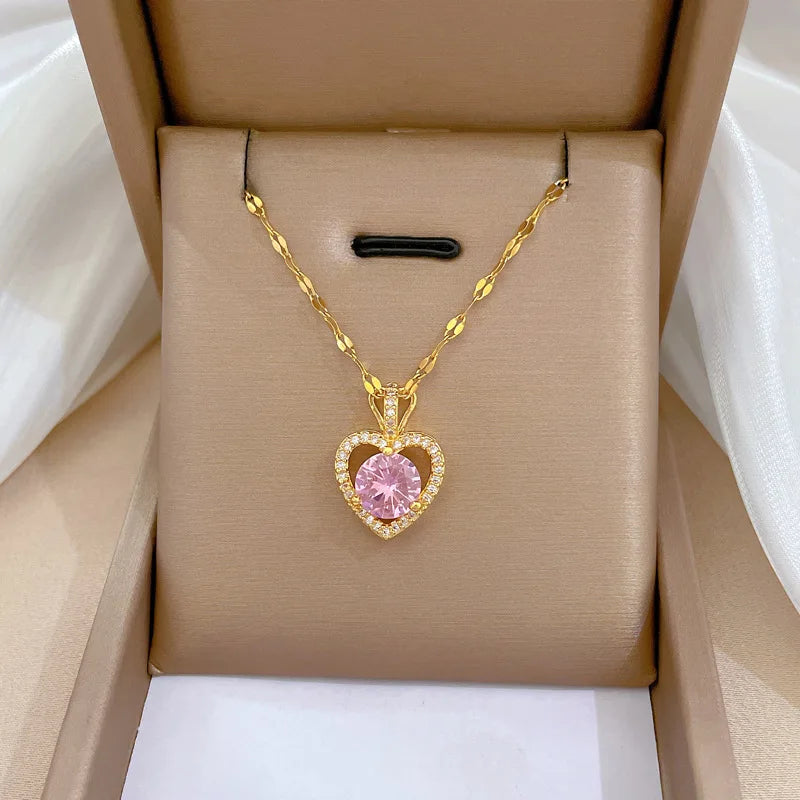 Emma | Collier Cœur Zircon Acier Inoxydable