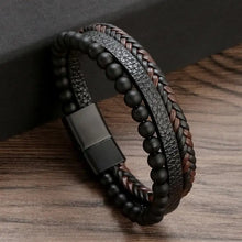 Tao | Bracelet Homme Cuir Tressé Multi-rangs