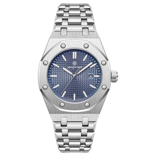 Victor | Montre Homme Carrée en Acier - Argenté & Bleu