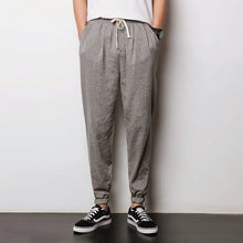 Léon | Pantalon Lantern Homme Coton Lin Été - Gris Chiné