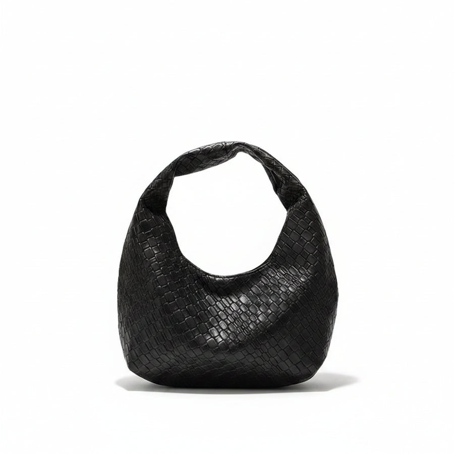 Margaux | Sac Besace Tressé Effet Croco - Noir