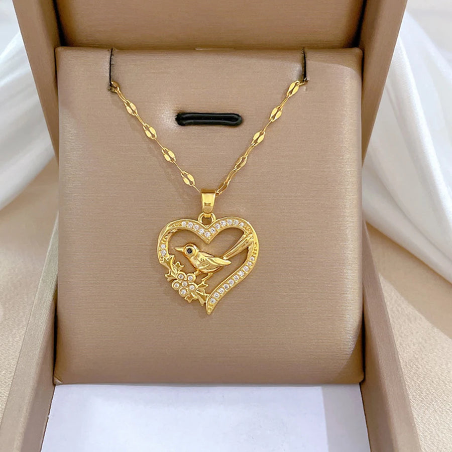Emma | Collier Cœur Zircon Acier Inoxydable