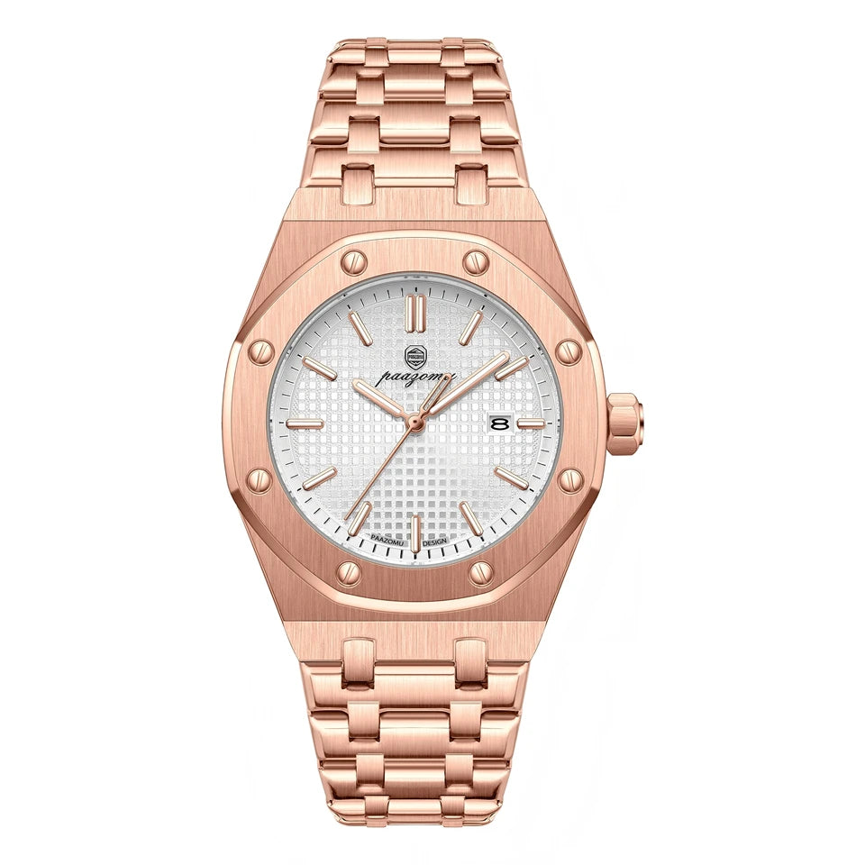Victor | Montre Homme Carrée en Acier - Doré & Blanc