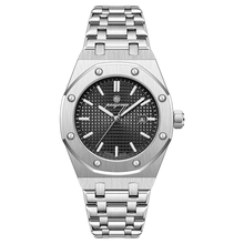 Victor | Montre Homme Carrée en Acier - Argenté & Noir