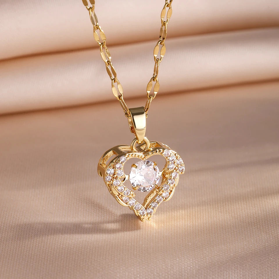 Emma | Collier Cœur Zircon Acier Inoxydable