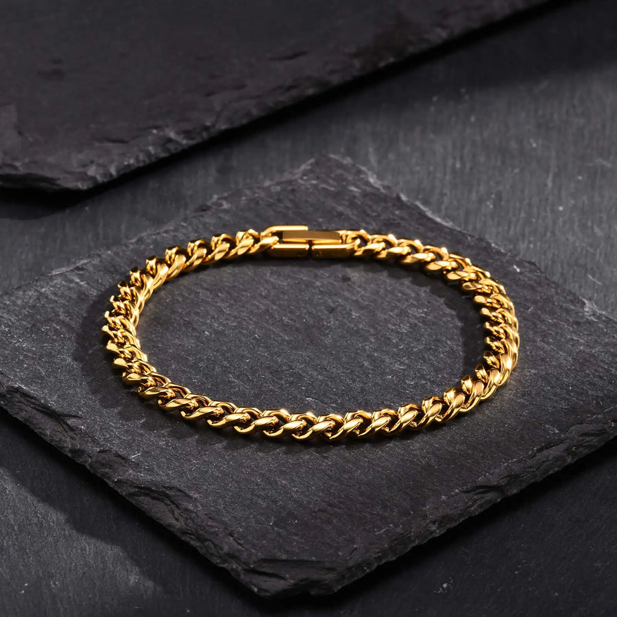 Noé | Bracelet Chaîne Cubaine en Acier - Doré 6 mm
