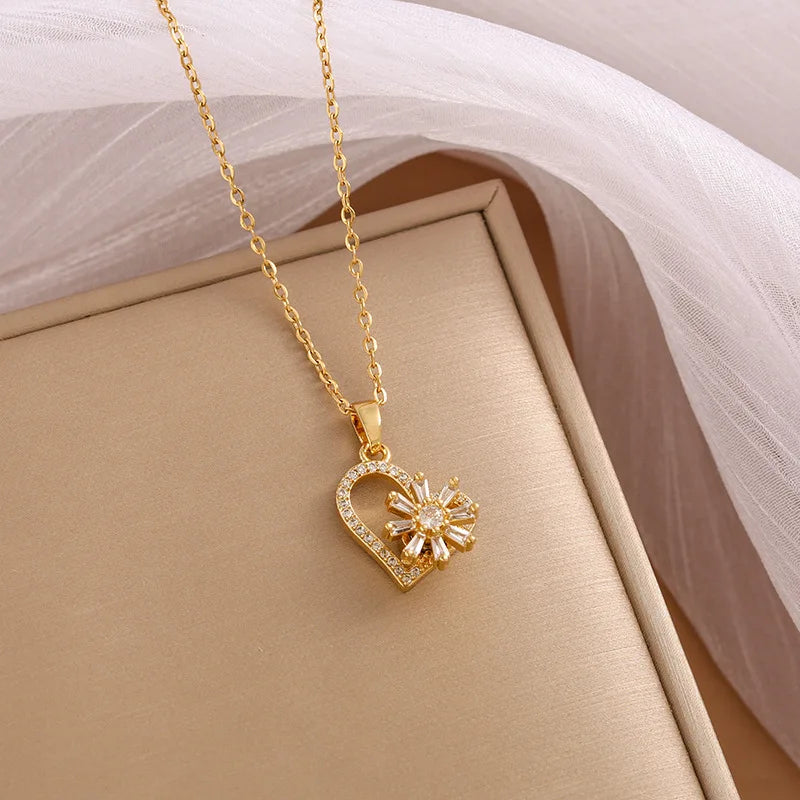 Emma | Collier Cœur Zircon Acier Inoxydable