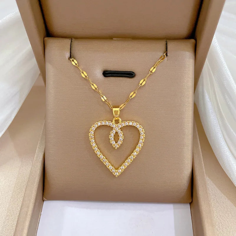 Emma | Collier Cœur Zircon Acier Inoxydable