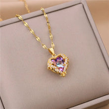 Océane | Collier Cœur Cristal - Doré