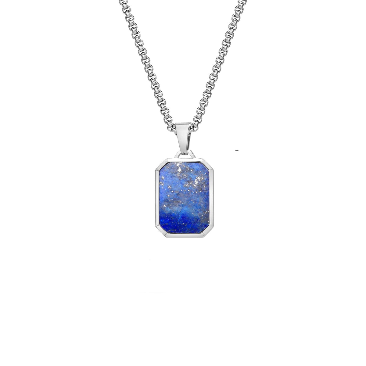 Milo | Collier Pendentif Pierre Naturelle Carrée Acier - Modèle PN-1828S01