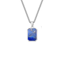 Milo | Collier Pendentif Pierre Naturelle Carrée Acier - Modèle PN-1828S01