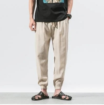 Léon | Pantalon Lantern Homme Coton Lin Été - Beige