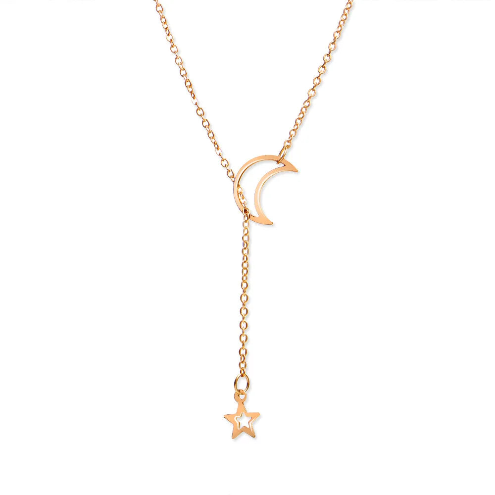 Luna | Collier Choker Lune & Étoile - Doré