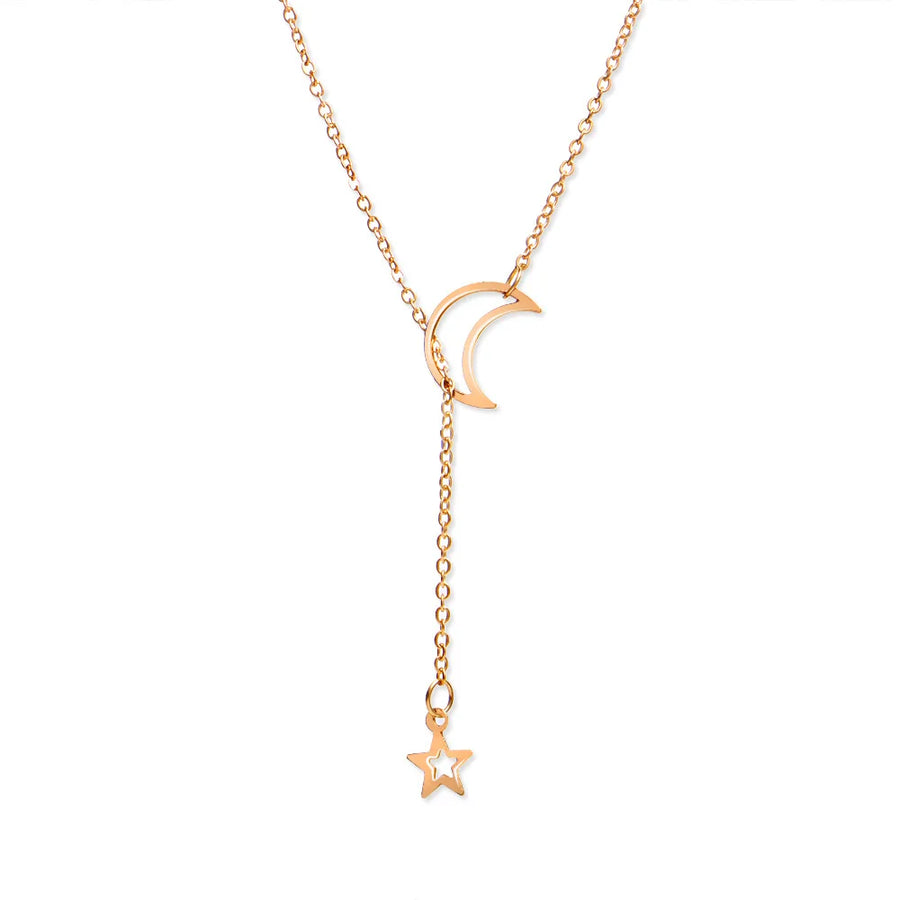 Luna | Collier Choker Lune & Étoile - Doré