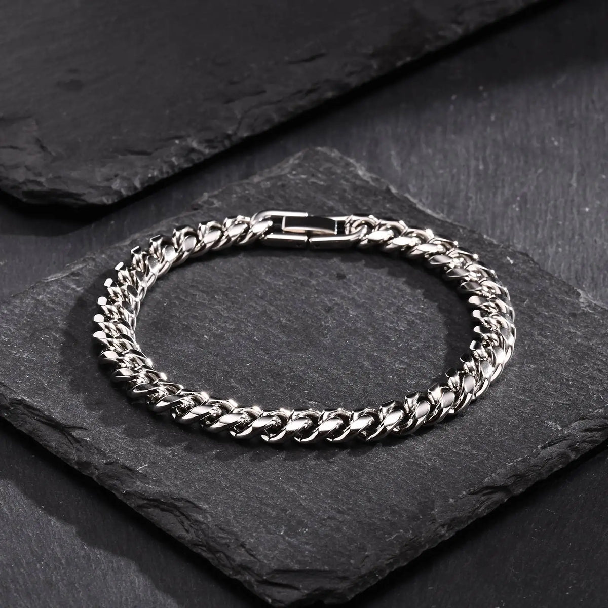 Noé | Bracelet Chaîne Cubaine en Acier - Argenté 8 mm
