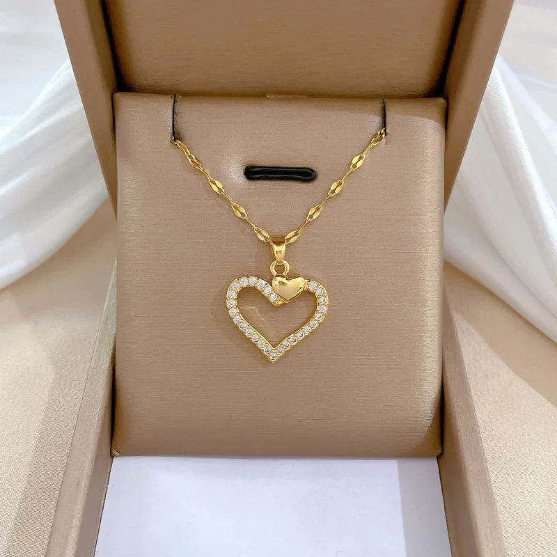 Emma | Collier Cœur Zircon Acier Inoxydable