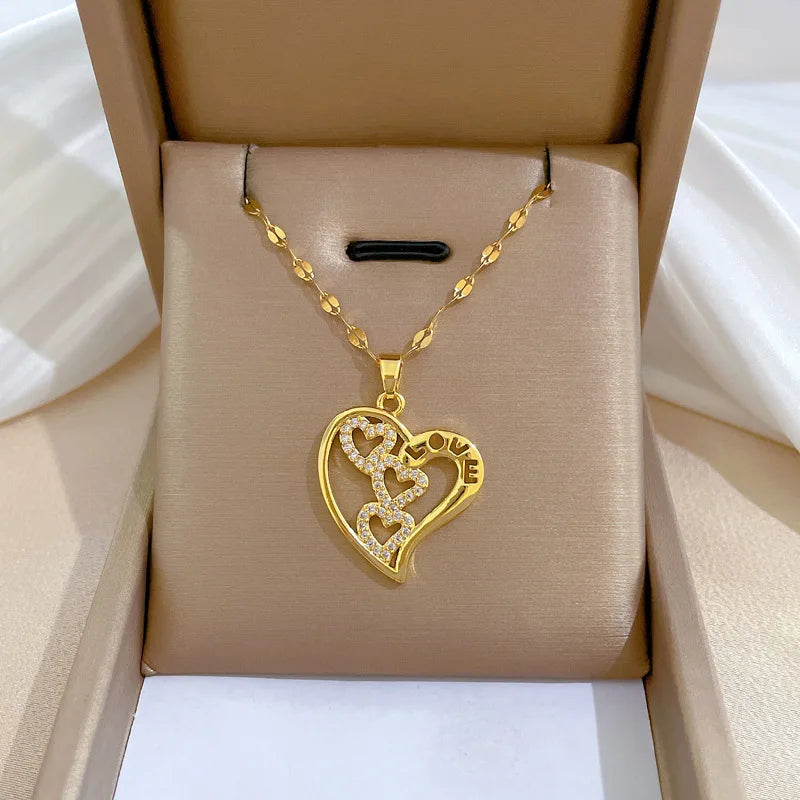 Emma | Collier Cœur Zircon Acier Inoxydable