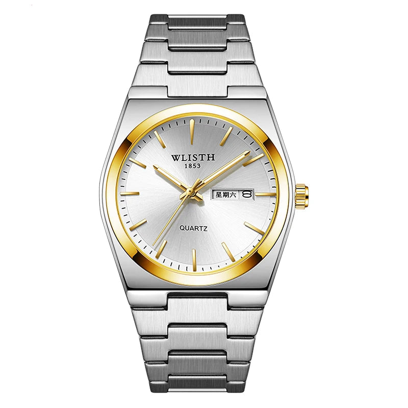 Louis | Montre Homme Acier Date & Jour - Argenté & Doré