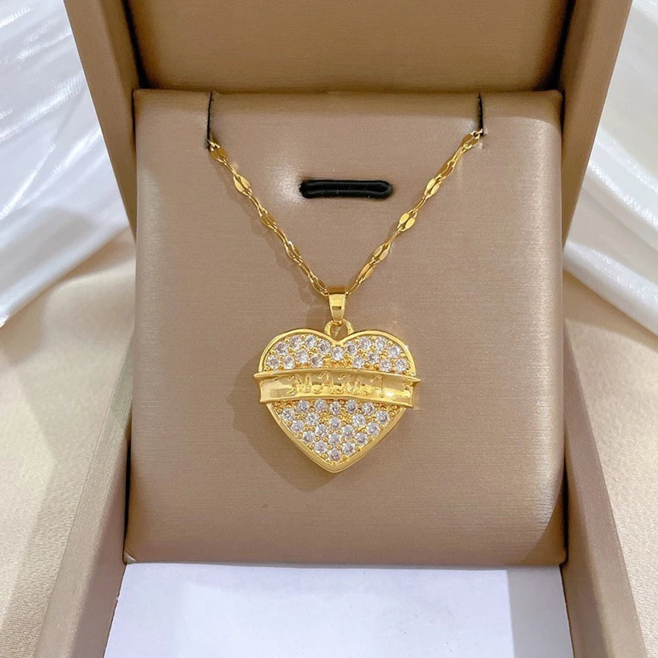 Emma | Collier Cœur Zircon Acier Inoxydable
