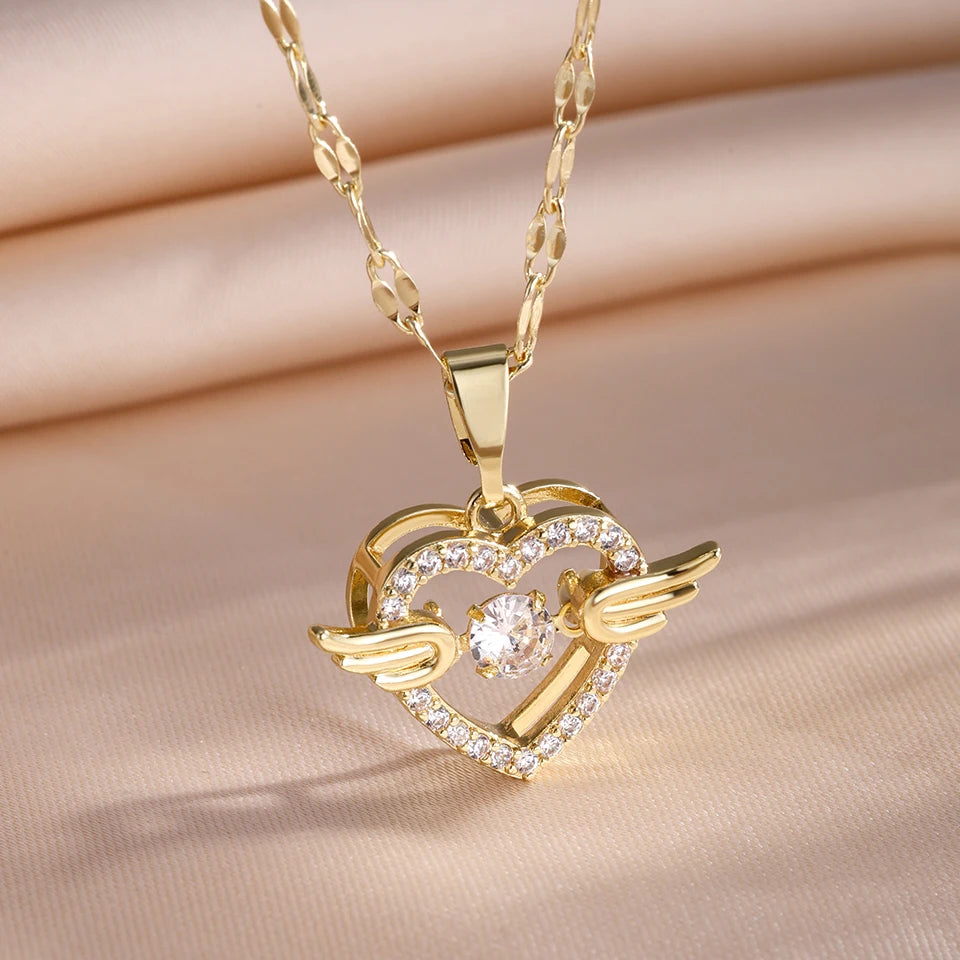 Emma | Collier Cœur Zircon Acier Inoxydable