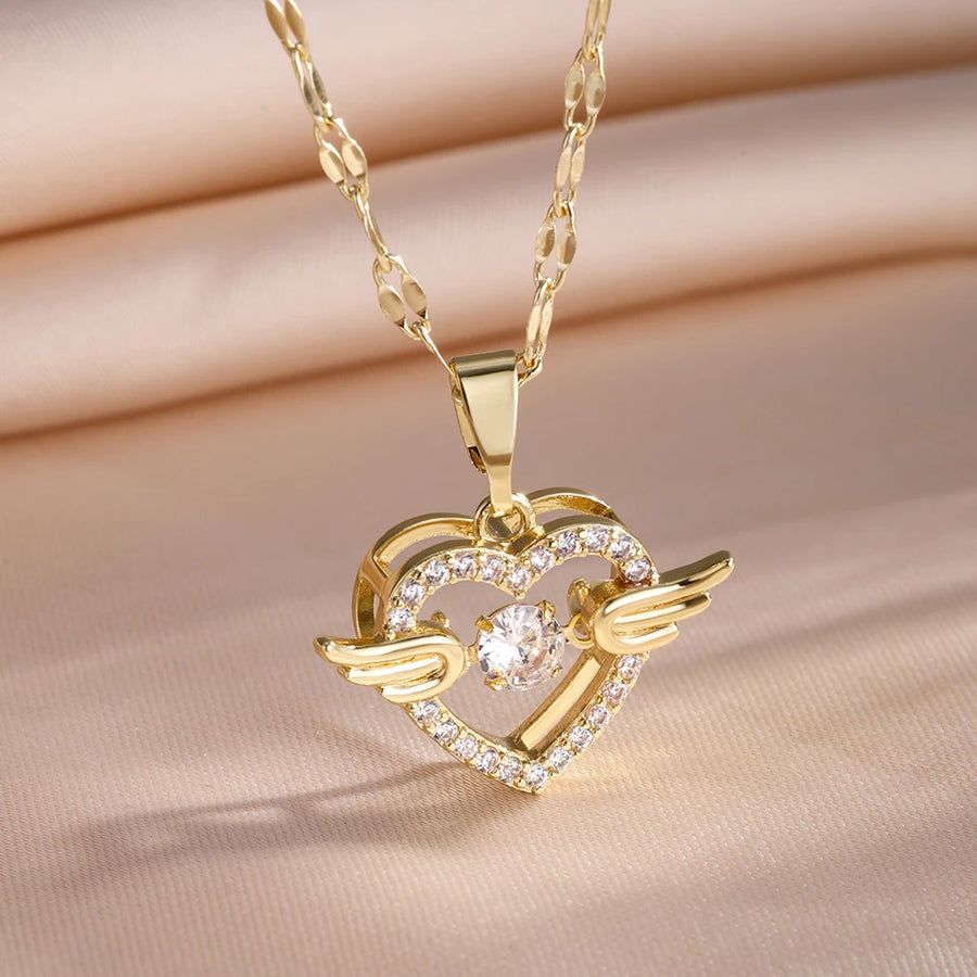 Emma | Collier Cœur Zircon Acier Inoxydable