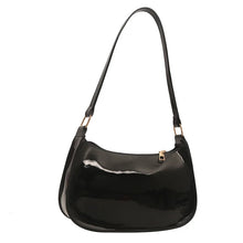 Océane | Sac Besace Cuir Verni Noir