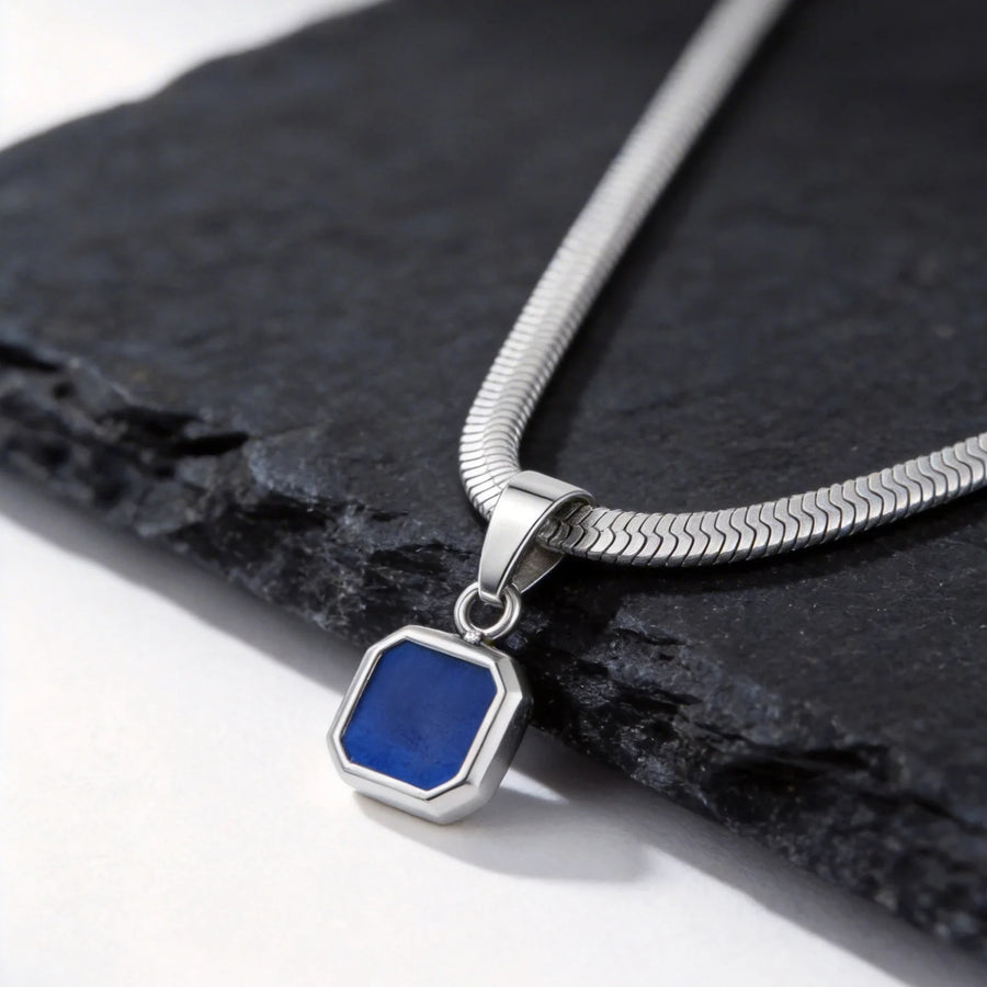 Léo | Collier Pendentif Pierre Naturelle Carrée - Modèle PN-2367S05