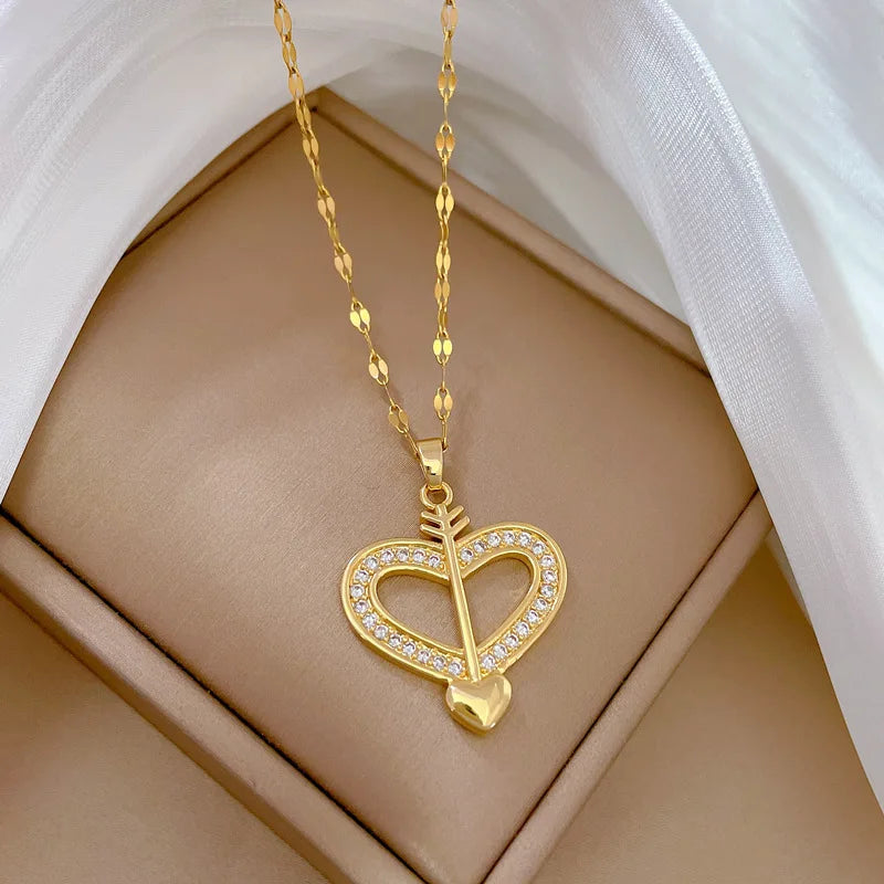 Emma | Collier Cœur Zircon Acier Inoxydable