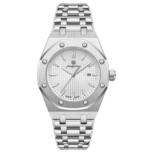 Victor | Montre Homme Carrée en Acier - Argenté & Blanc