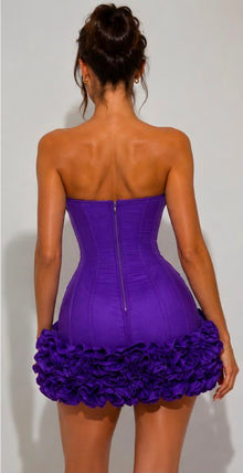 Élise | Robe Mini Bustier Fleurie - Violet