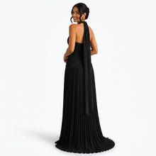 Céleste | Robe Longue Satinée Col V - Noir