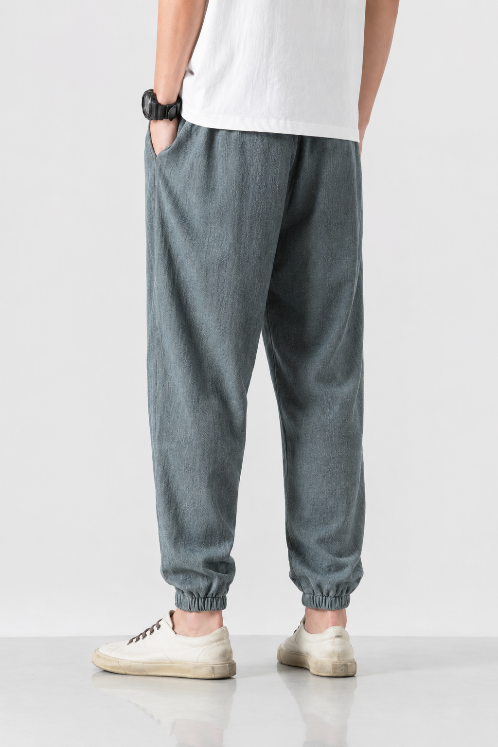 Léon | Pantalon Lantern Homme Coton Lin Été - Bleu Gris