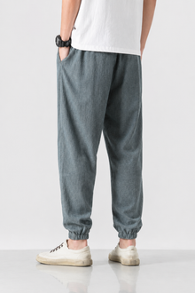 Léon | Pantalon Lantern Homme Coton Lin Été - Bleu Gris