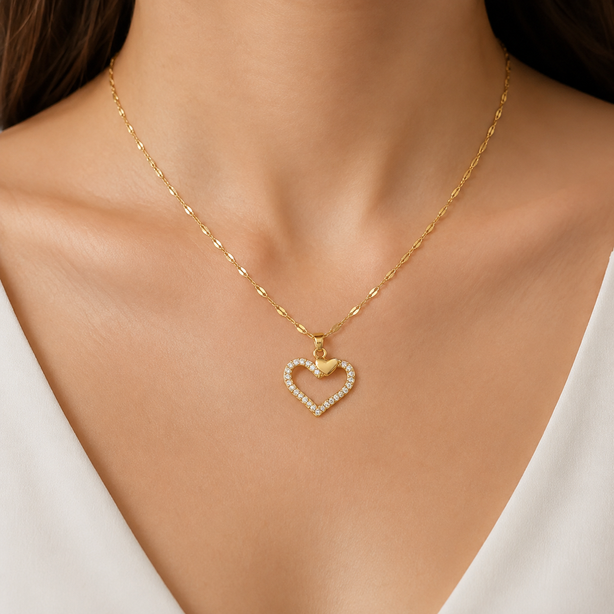 Emma | Collier Cœur Zircon Acier Inoxydable