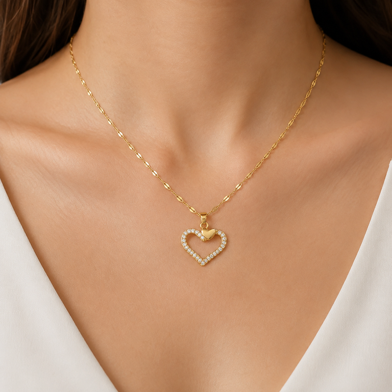 Emma | Collier Cœur Zircon Acier Inoxydable