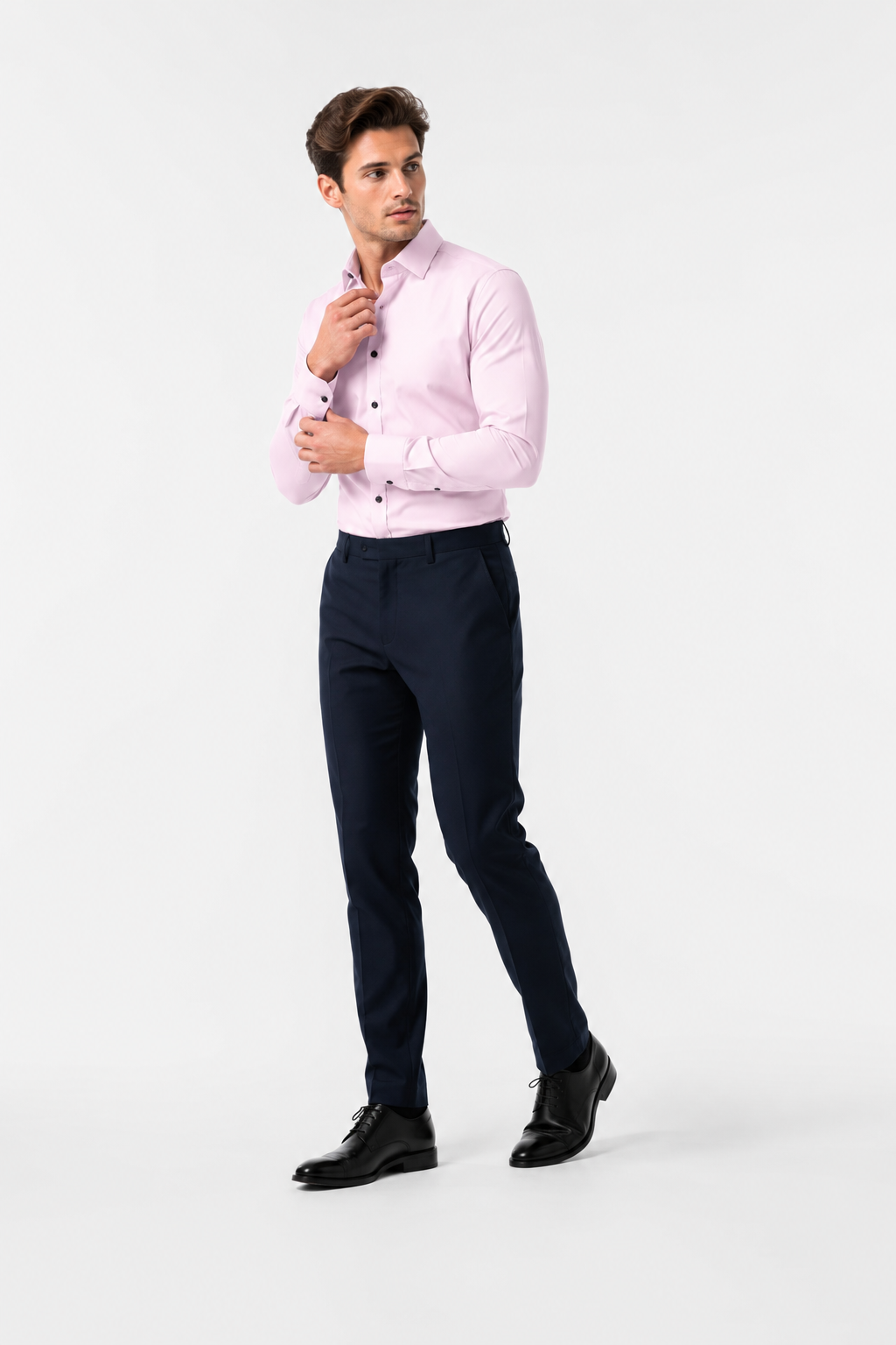 Léo | Chemise Homme Extensible Coupe Slim Infroissable - Rose Clair