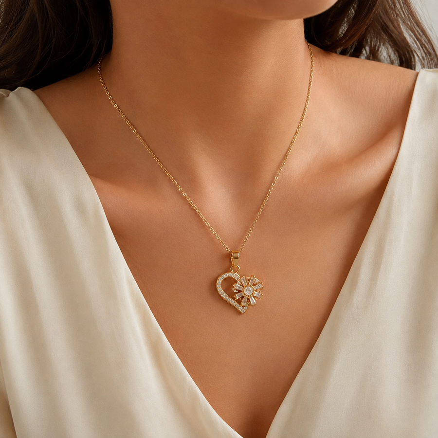 Emma | Collier Cœur Zircon Acier Inoxydable