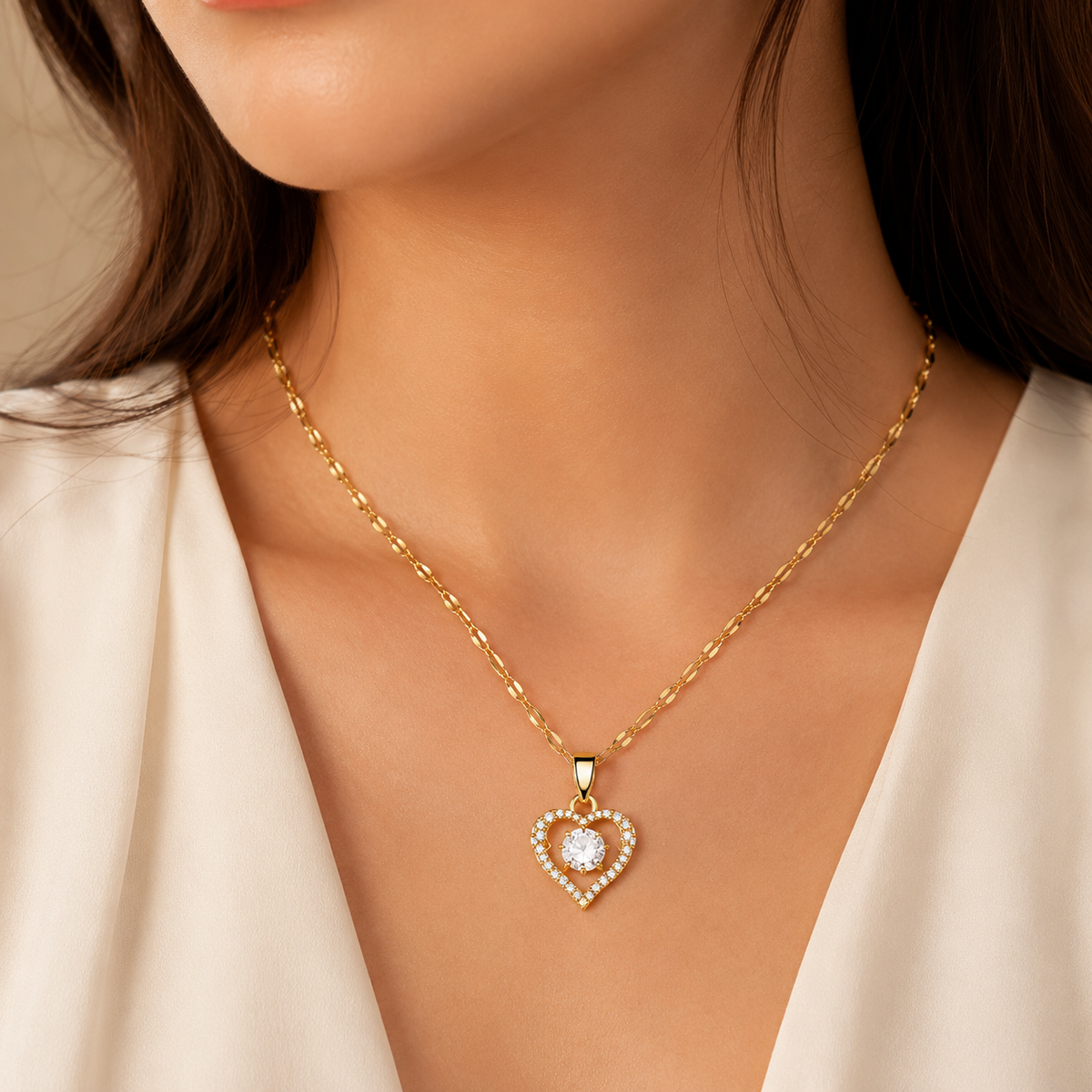 Emma | Collier Cœur Zircon Acier Inoxydable