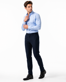 Léo | Chemise Homme Extensible Coupe Slim Infroissable - Bleu Ciel
