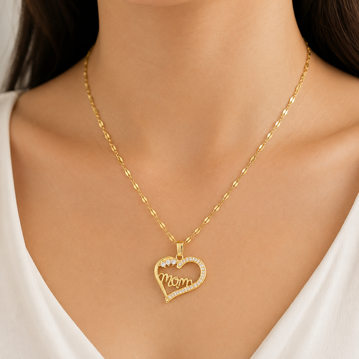 Emma | Collier Cœur Zircon Acier Inoxydable