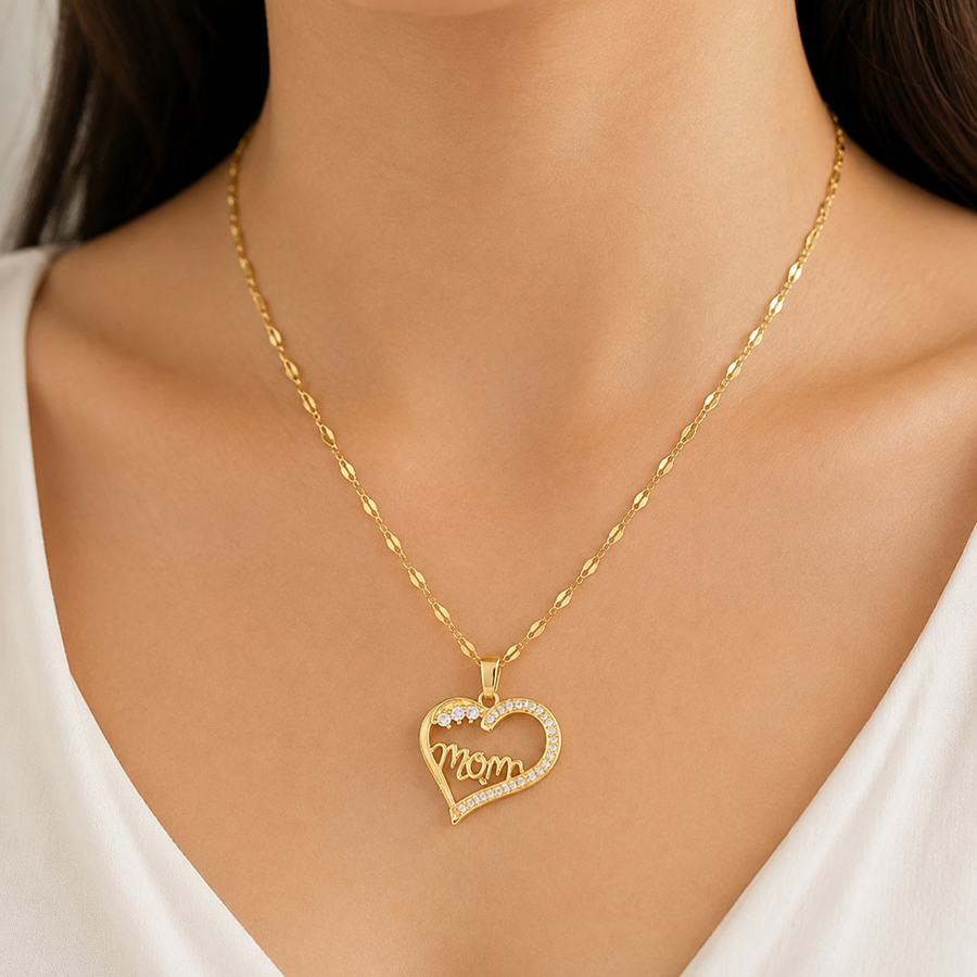 Emma | Collier Cœur Zircon Acier Inoxydable