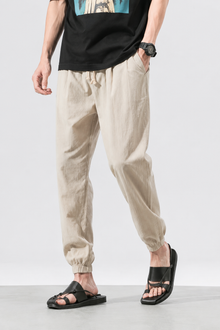 Léon | Pantalon Lantern Homme Coton Lin Été - Beige
